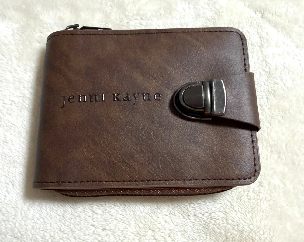 Jenni Kayne Unisex Dark Brown Zip Around Bifold Wallet ID Window Men/Women